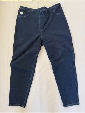 DreamJeannes by Quaker Factory Pull-On Slim Leg Pants - Dk Indigo Size XL